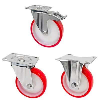 Roxo Branco PU 5 polegadas 125mm rodas de carrinho, rodas de carrinho de carrinho de carrinho industrial
