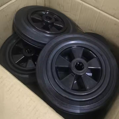 Rodas de lixeira de borracha preta, rodas de latas de lixo industriais