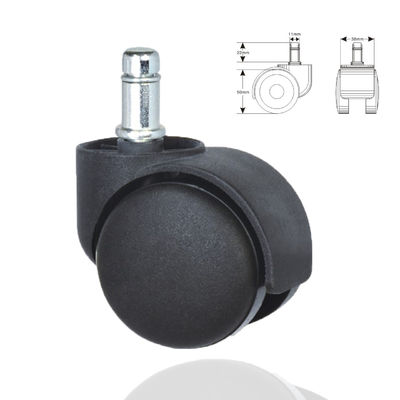 50 mm, Roda de chapa preta, Nylon Twin Sound Mobiliário Universal Roda de Castor