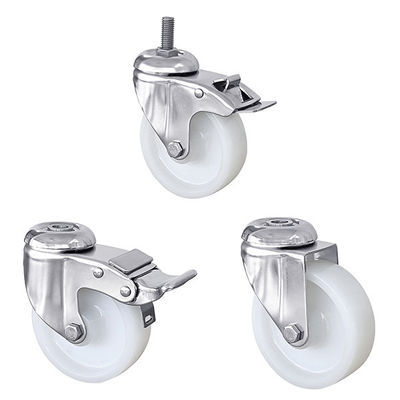 Rodas de rolamento de placas de aço inoxidável de carga média com roscas 75mm 125mm