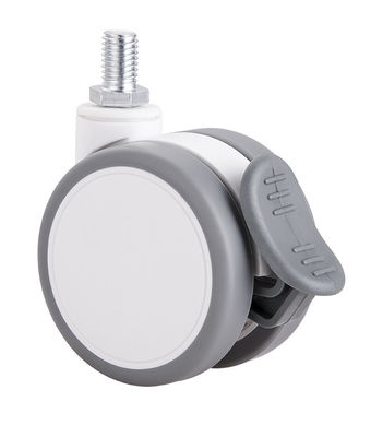 2.5 polegadas de branco silencioso roda de rodas com placa superior / freio único