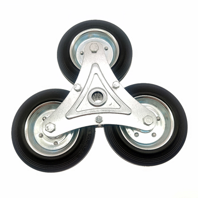 Roda de borracha preta de 125mm para subir escadas com rolamento de rolos