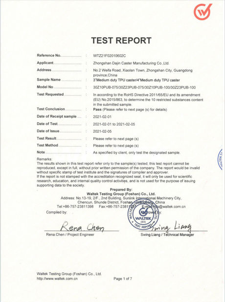 China Zhongshan Xiaolan Elephant Casters Products Factory Certificações